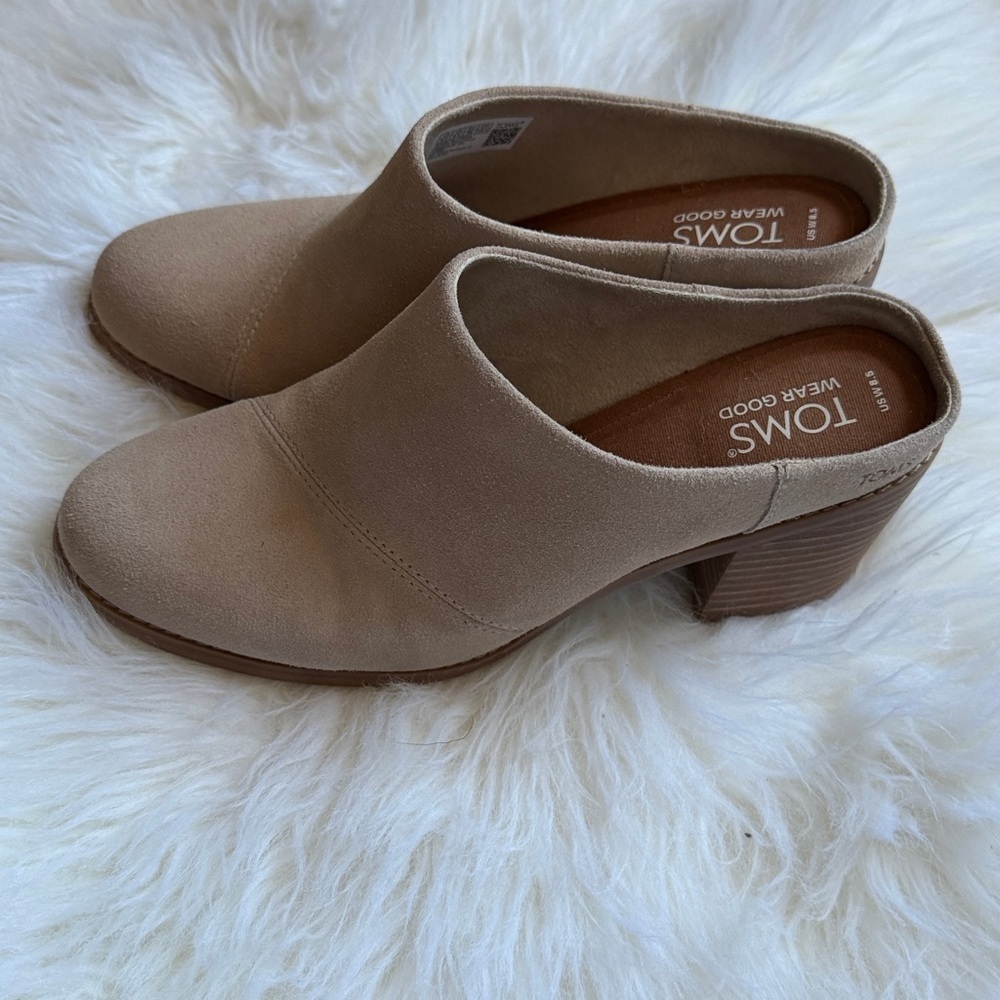 TOMS Women Evelyn Slip On Suede Mules, Beige size 8.5 - Picture 3 of 8